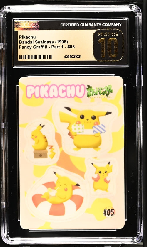 Pikachu Bandai Sealdass 1998 Fancy Graffiti #05 CGC Pristine 10