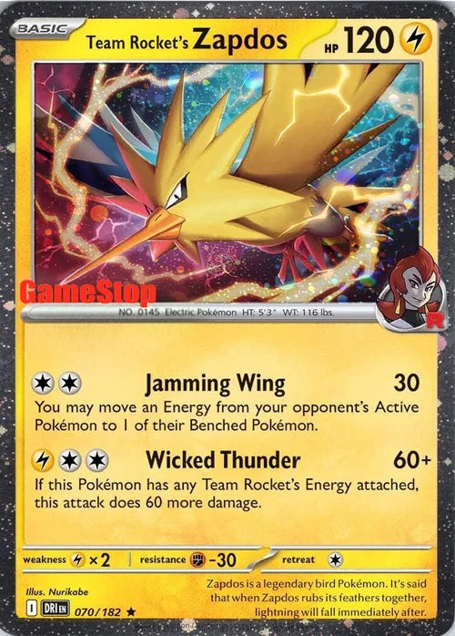 Team Rocket Zapdos Stamped Sealed Promo